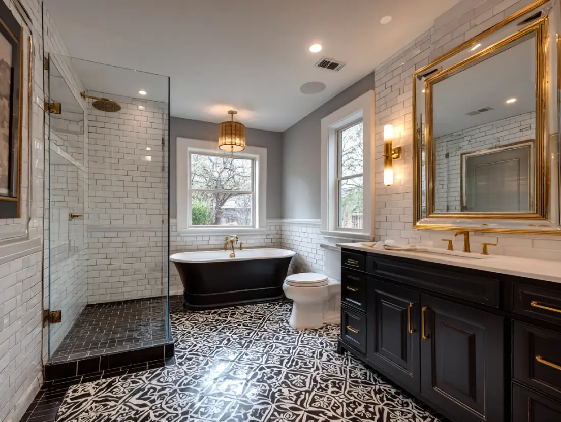 Traditional bathroom renovation with subway tile and classic fixtures