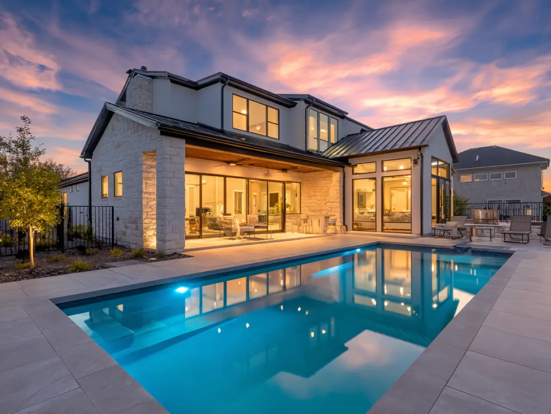Outdoor living space addition with covered patio by Northwest Austin home addition contractors